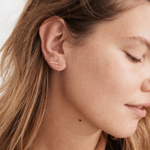 New MADEWELL Delicate Collection Demi-Fine 14k Plate Mismatch Mama Stud Earrings - Picture 2 of 3